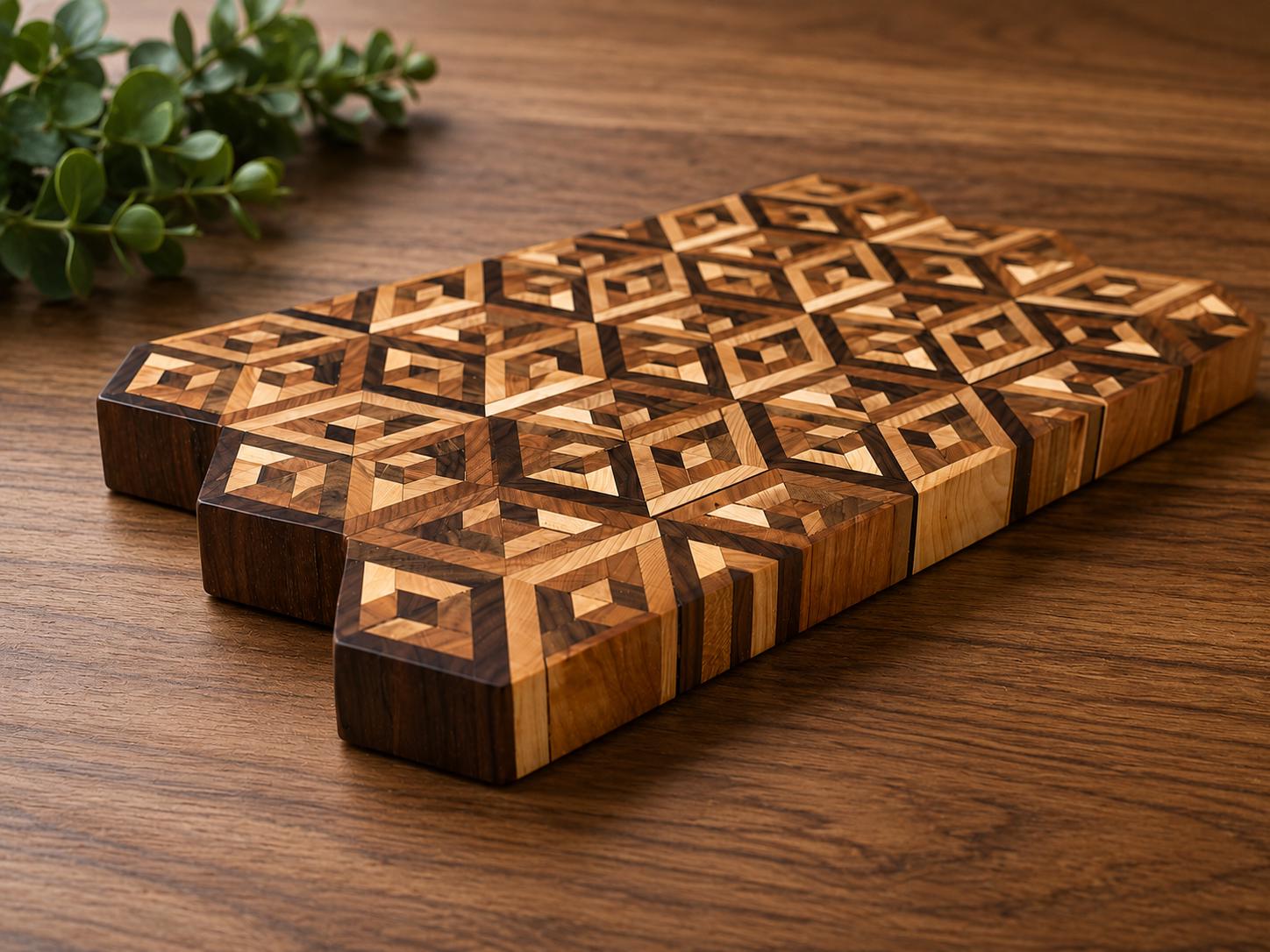 Impossible Cube cutting board angled view
